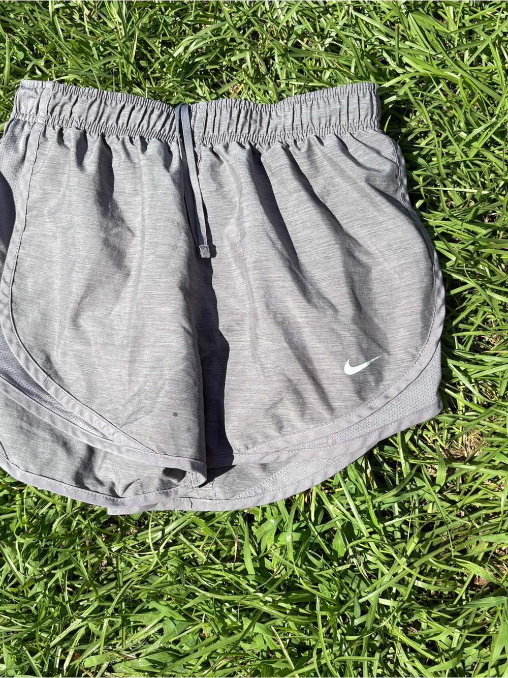 Nike Women's Light Gray Athletic Running Shorts with Logo